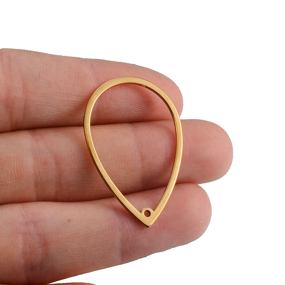 10 Stück Edelstahl-Tropfenohrring-Verbinder in Goldfarbe, Anhänger für DIY-Zubehör – Detail 1