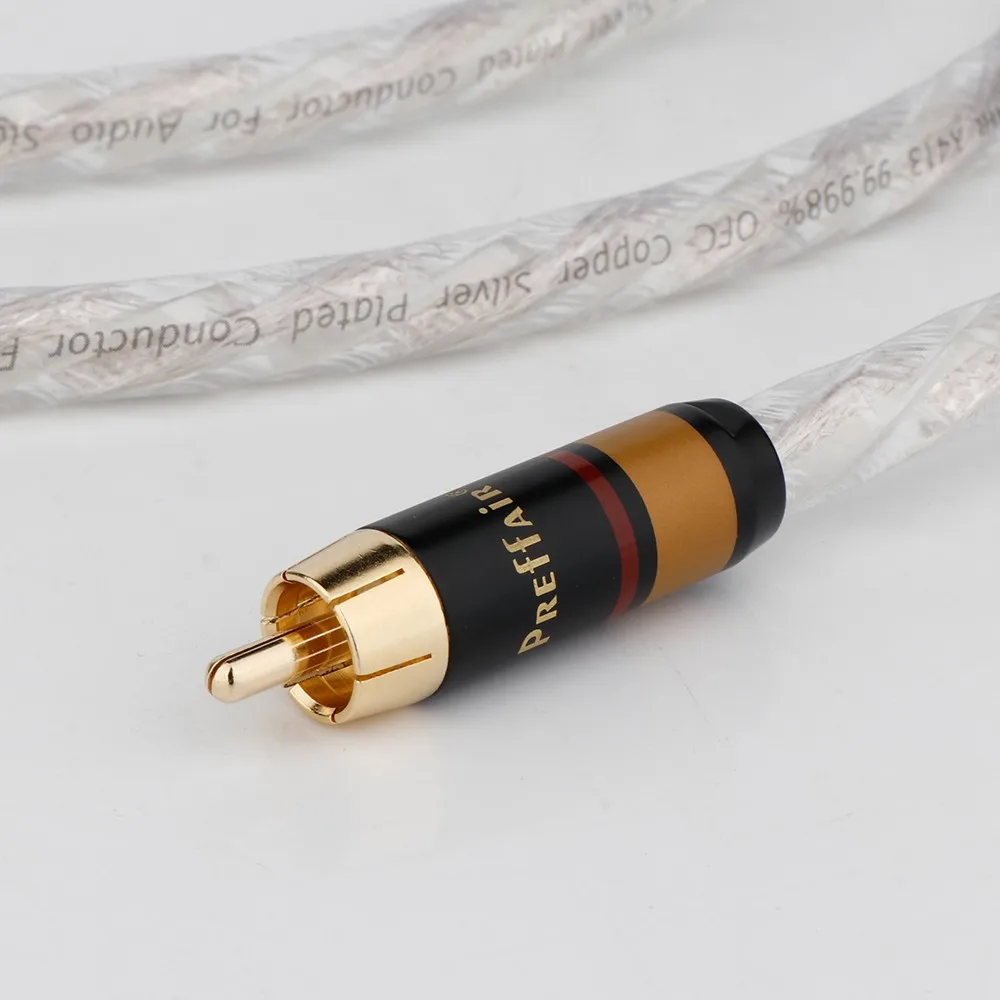 Preffair 30/0.1 silver-plated  HiFi cable audio RCA cable Audio cable  RCA to 2 RCA plug