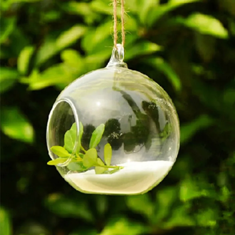 Free Shipping 8pcs/pack Diameter=8cm Small Size Transparent Glass Terrarium Vase Hanging Globe Candle Holder Wedding Decoration