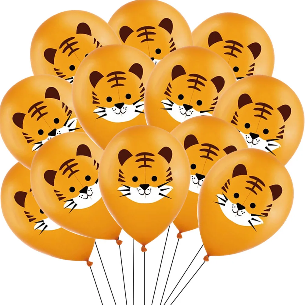 10pcs Carton Animal Monkey/Tiger/Giraffe Pattern Balloons for Jungle Wild Safari Birthday Party Decoration Forest Party Supplies