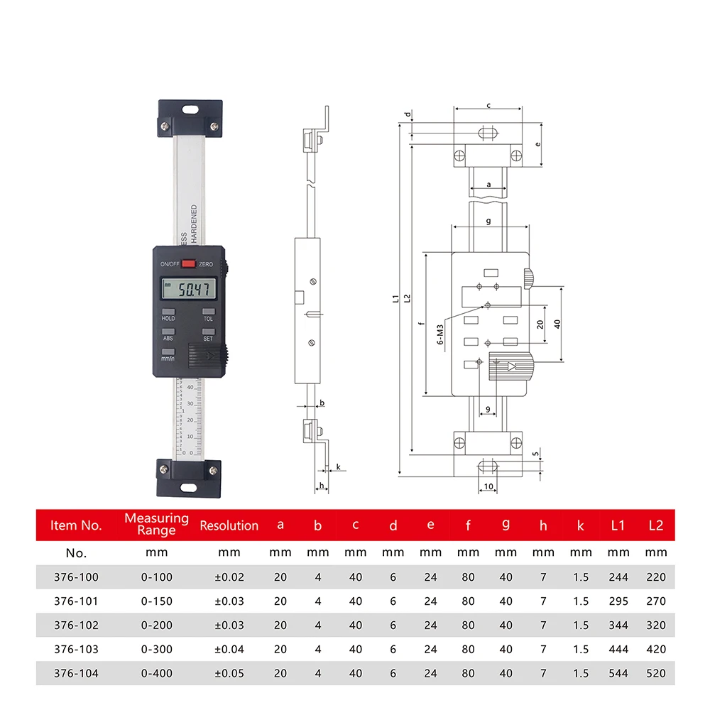 High Precision Digital Caliper 4CR13 Stainless Steel Horizontal Vertical Digital Display Ruler Measuring Range 100 200 300 400mm