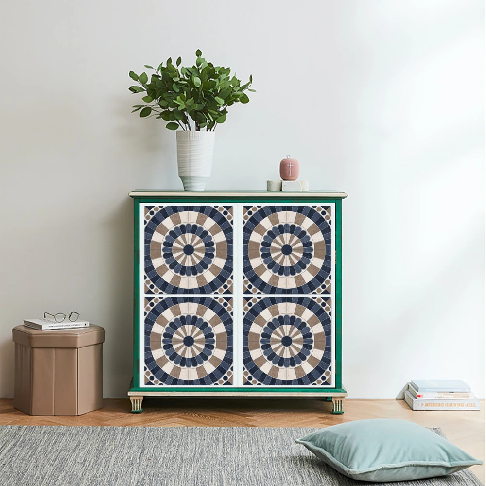 10pcs 10/15/20cm Bohemia Style Matte Tile Sticker Kitchen Bathroom Living Room Wall Decals Self-adhesive Waterproof Wallpaper