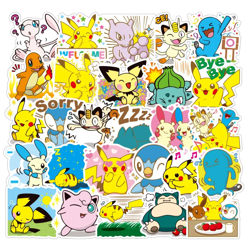 80PCS waterproof cartoon children's Pokemon toy Pikachu sticker scooter bike mobile phone laptop travel bag funny graffiti