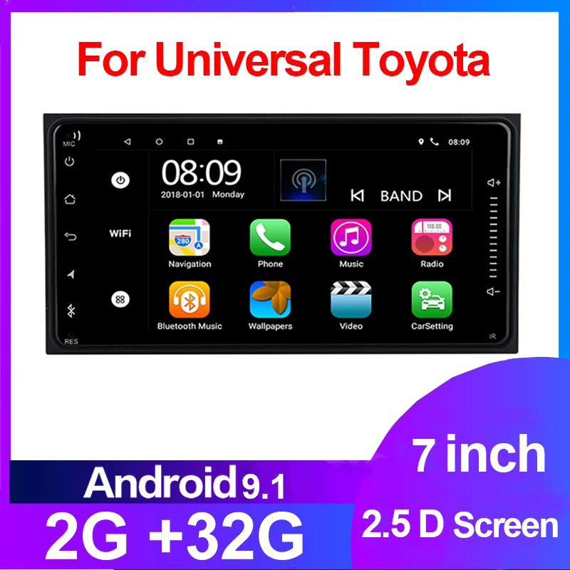 Multimedia player android 2 Din Car Stereo For Universal Toyota Camry Vios Corolla Land Cruiser HILUX PRADO 7