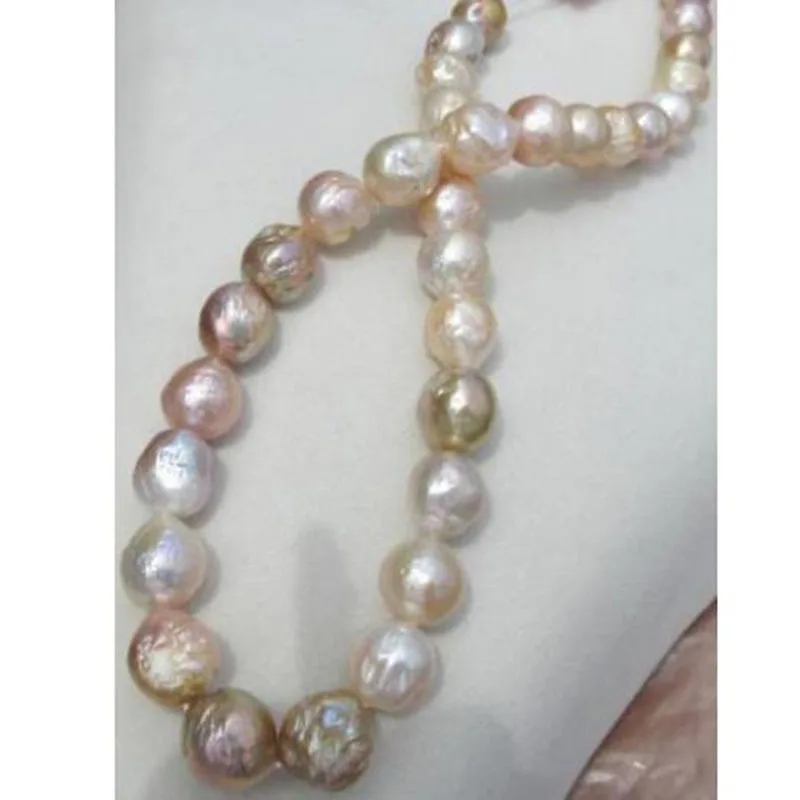 GORGEOUS Natural multicolour SOUTH SEA 12mm Kasumi Pearl Necklace 925silver 18INCH