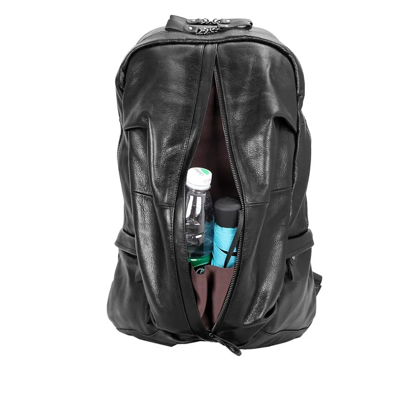 Imagem -04 - Maheu Solf Mochila de Couro de Pele de Carneiro Bolsa Grande Escolar para Meninos Homens e Mulheres Mochila de Couro Genuíno