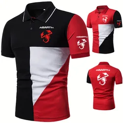 Fashion Casual Men's POLO shirt Abarth Car Logo Printing Summer Men's short sleeve Cotton Splicing High Quality short sleeve