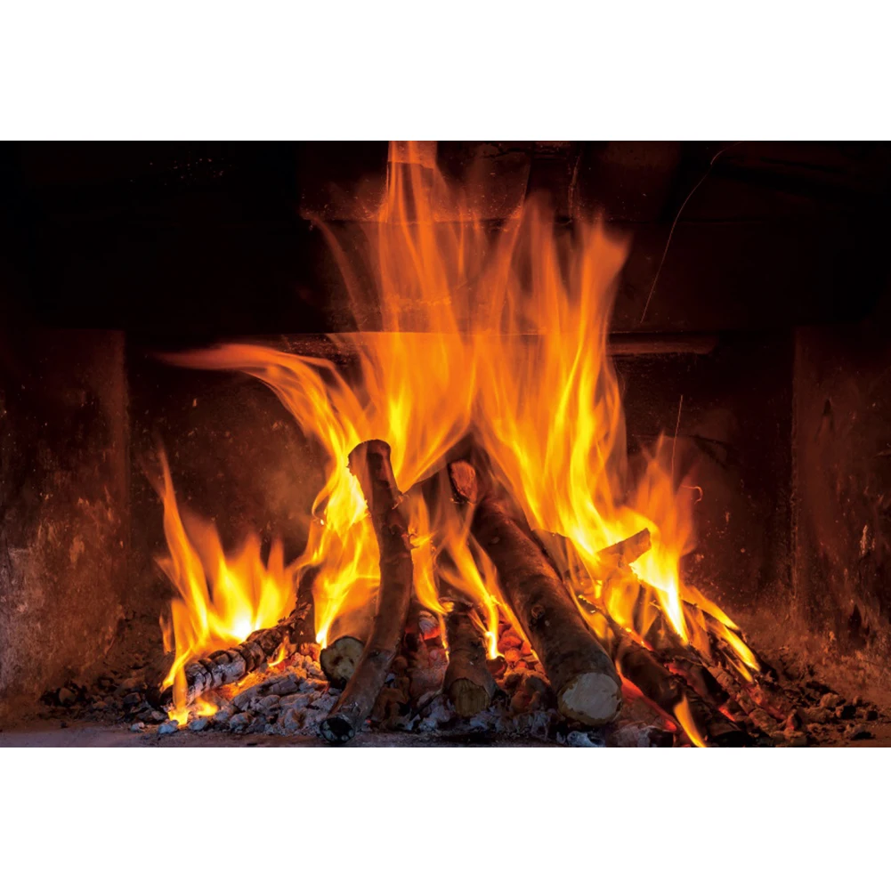 Laeacco Burning Flame Fire Wood Winter Fireplace Poster Family Photo Photocall Background Child Photography Backdrop Photostudio