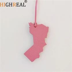 Famous Brand Luxury Fashion Genuine Leather  Oman Map Keychain For Keys Women Bag Charm Backpack Pendant