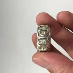 China old antique Tibetan silver Chinese 12 Zodiac dragon tiger 20mm ring