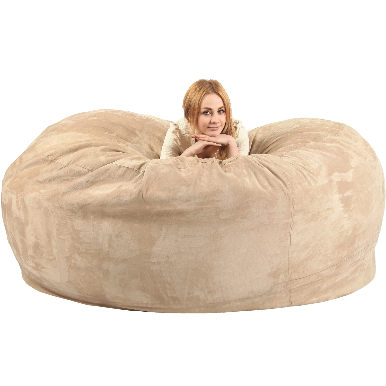 VISI 7FT Foambag duża torba z fasoli luksusowy miękki materiał pianka Beanbag krzesło dla dorosłych nadmuchiwany leżak Lazy Bag COVER sofy do salonu