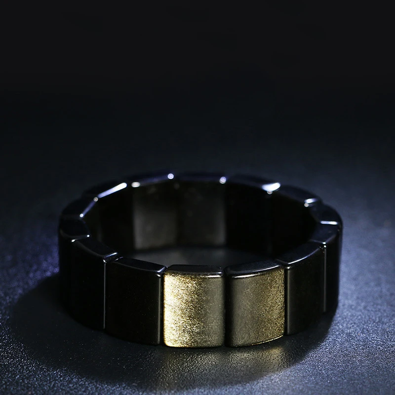 New pulseras Natural Obsidian Hand Row Wrist Bracelet Fashion Jewelry Amulet Stretch Rectangle Gold Bracelets For Couples