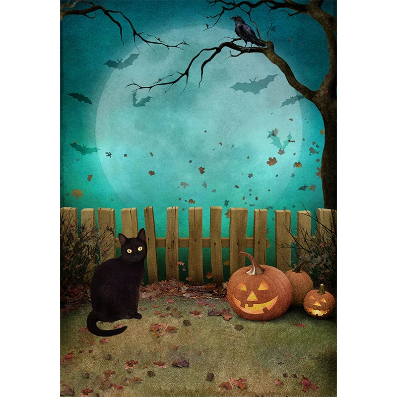 Allenjoy Halloween backdrop photography baby Castle Pumpkin Lantern Forest Moon Tombstone background Photo Studio Photophone