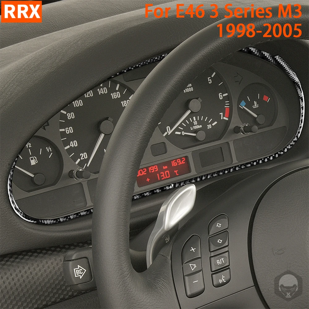 

For BMW E46 M3 1998-2005 Dashboard Speedometer Frame Cover Trim Strip Tuning Real Carbon Fiber Stickers Car Interior Accessories