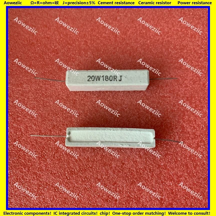 

10Pcs RX27 Horizontal cement resistor 20W 180 ohm 20W 180R 180RJ 20W180RJ Ceramic Resistance precision 5% Power resistance