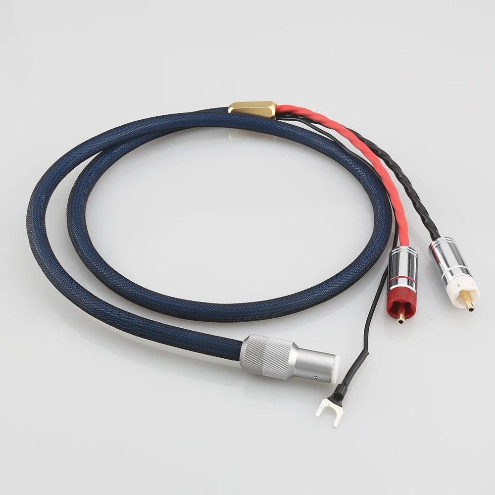 Audiocrast OFC Bạc Audio Phono Tonearm Cáp Spade Cắm Với Che Chắn RCA 5 Pin DIN XLR U Với Mặt Đất dây