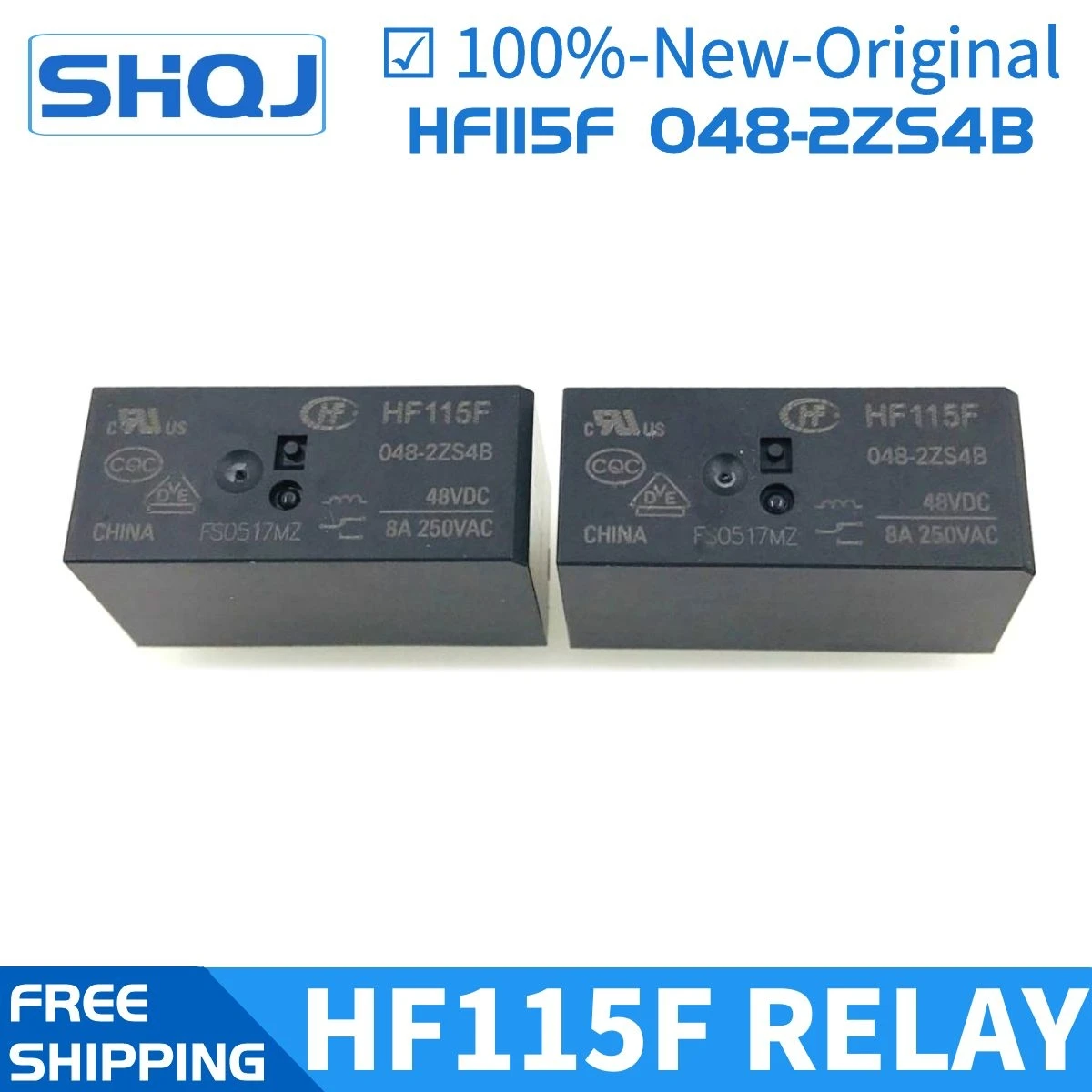 

5PCS HF RELAY JQX-115F HF115F-048-2ZS4B 48VDC 2CO 8A 8PIN 100%-new-original