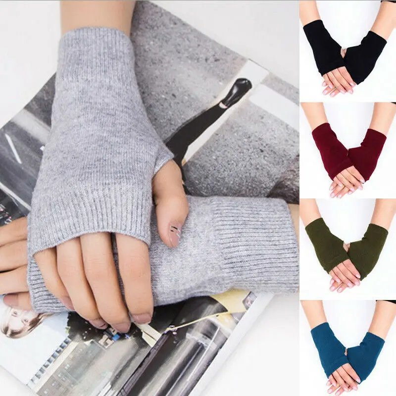 

Women Hand Warmer Winter 1Pair Fingerless Gloves Women Protection Arm Warmer Long Fingerless Stretchy Gloves Sleeves Mittens