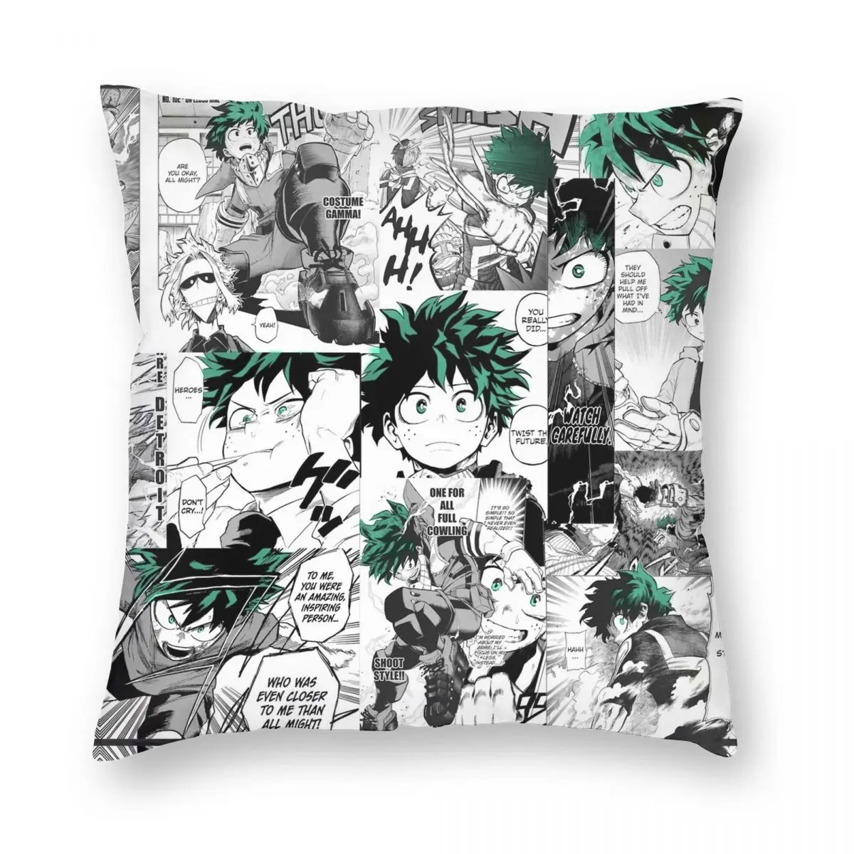 

My Hero Academia Deku Manga Collage Square Pillowcase Polyester Linen Velvet Zip Decorative Throw Pillow Case Home Cushion Cover