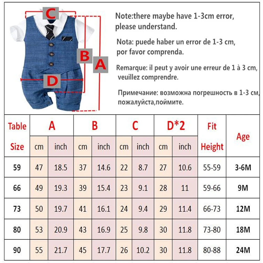 Baby Boy Clothes Summer Cotton Formal Romper Gentleman Tie Outfit Newborn One-Piece Clothing Handsome Button Jumpsuit Party Suit