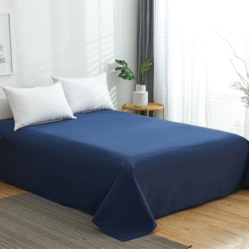 Solid Color Flat Sheet King Size Bedsheet Cotton Bedding Sheet Soft And Comfortable Hotel Home Bed Sheet