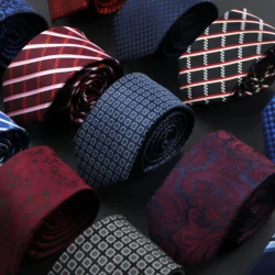 New Men's Ties Solid Color 7cm Jacquard Luxury Necktie Accessories Simplicity For Daily Wear Cravat Wedding Party Gift For Man