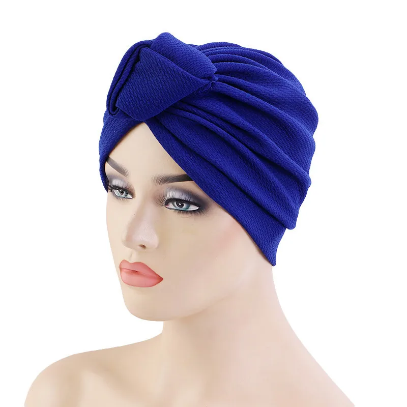 Ethnic Solid Color Knot Turban Caps For Women Muslim Headwear Hijab Cap Islamic Head Wrap Turbante Bonnet Indian African Hat