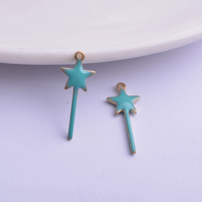 30 Stück 8*20mm Kupfer-Stern-Emaille-Anhänger Sternanhänger DIY Schmuck Halsketten Herstellung – Detail 5