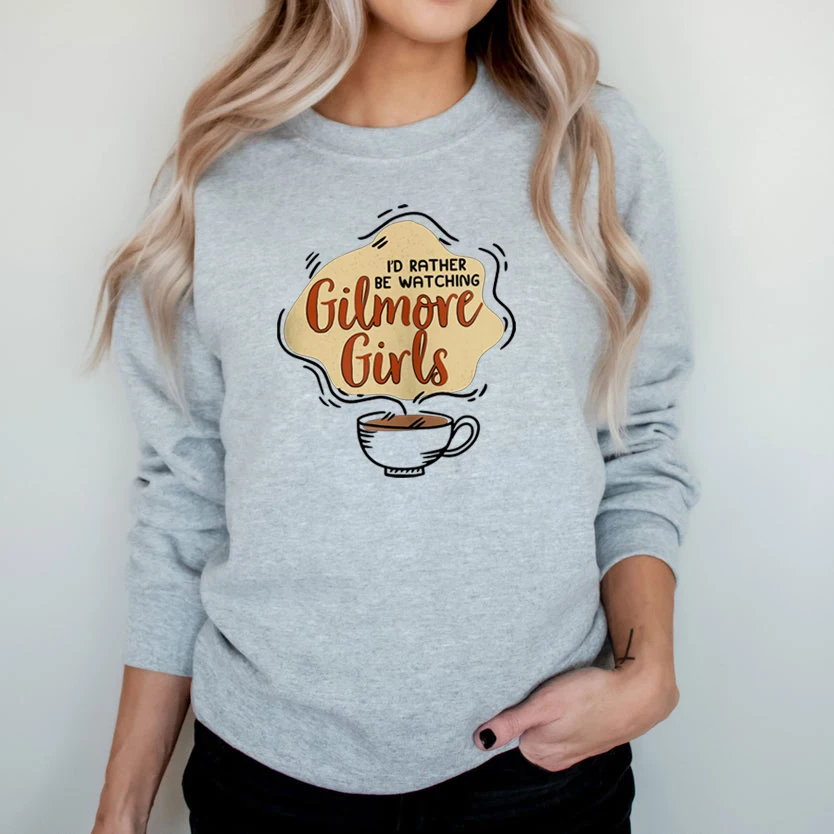 

Gilmore Girls Sweatshirt I'd Rather Be Watching Gilmore Hoodie Star Hollow Luke's Diner Jumper Lorelai Rory Crewneck Sweatshirts