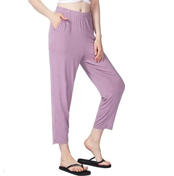 Vrouwelijke Lente Zomer Plus Size Katoen Hoge Stretch Casual Dieptepunt Home Broek Losse Luie Pyjama Vrouwen Lounge Wear Broek 7XL