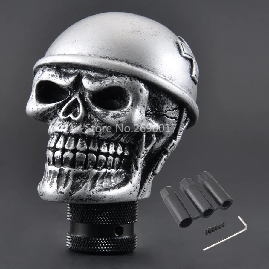 Silver Helmet Skull Universal Auto Car Gear Shift Knob Lever For SUV Crossover Truck Wagon Hatchback Coupe