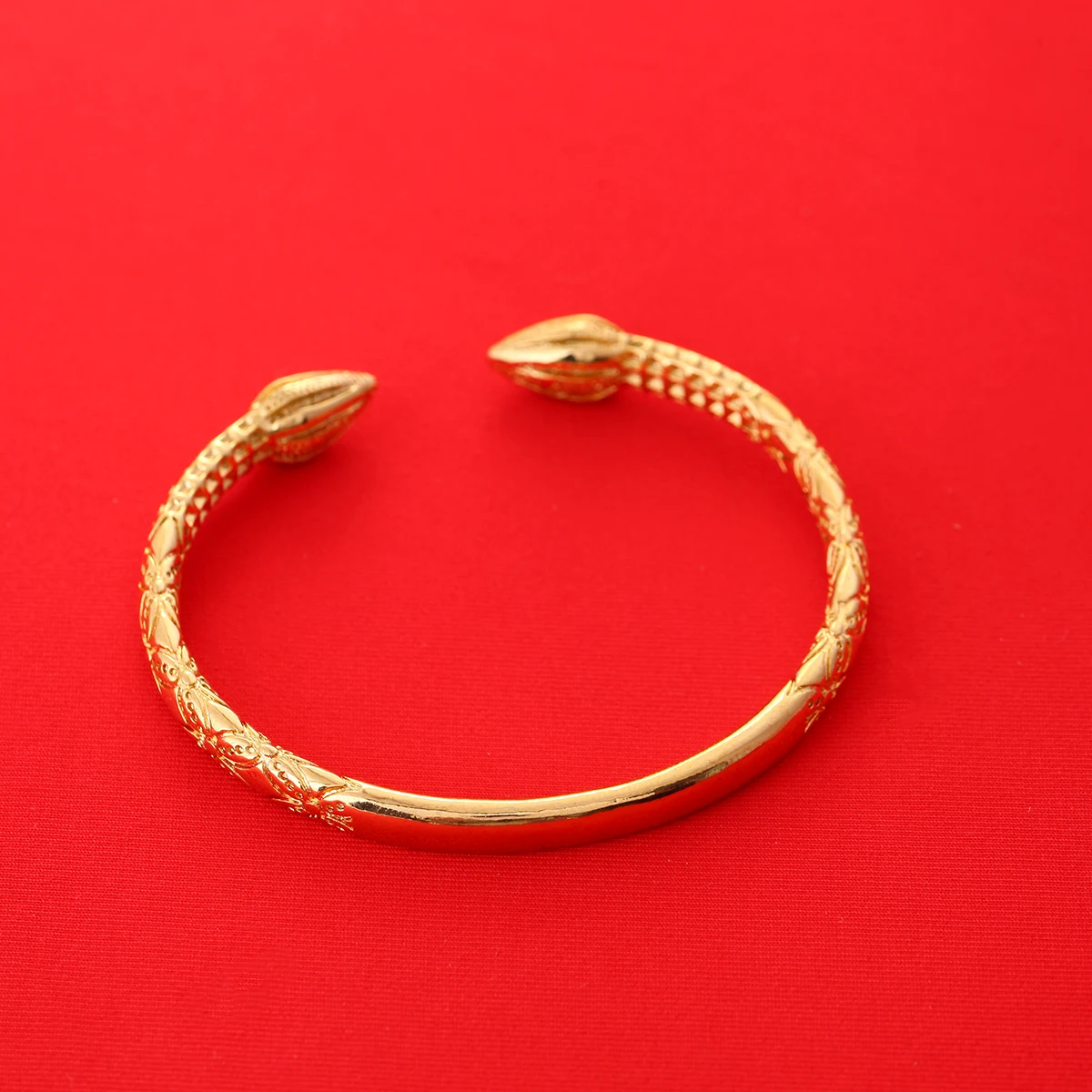 Ethiopian Real Man Jewelry Accessories Gold Color Opening Embossing Charm Bangles