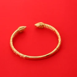 Ethiopian Real Man Jewelry Accessories Gold Color Opening Embossing Charm Bangles