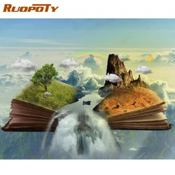 RUOPOTY Frame Picture Book Landscape Diy Painting By Numbers For Adults Modern Home Wall Art Picutre By Numbers Acrylic Diy Gift