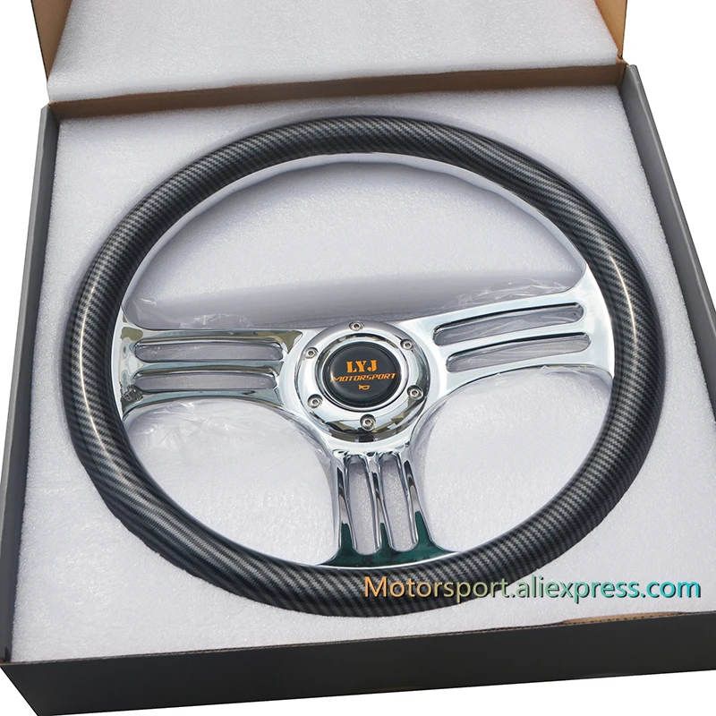 New Arrival Classic 350mm Carbon Fiber Style One-piece Design Modified Car Steering Wheel