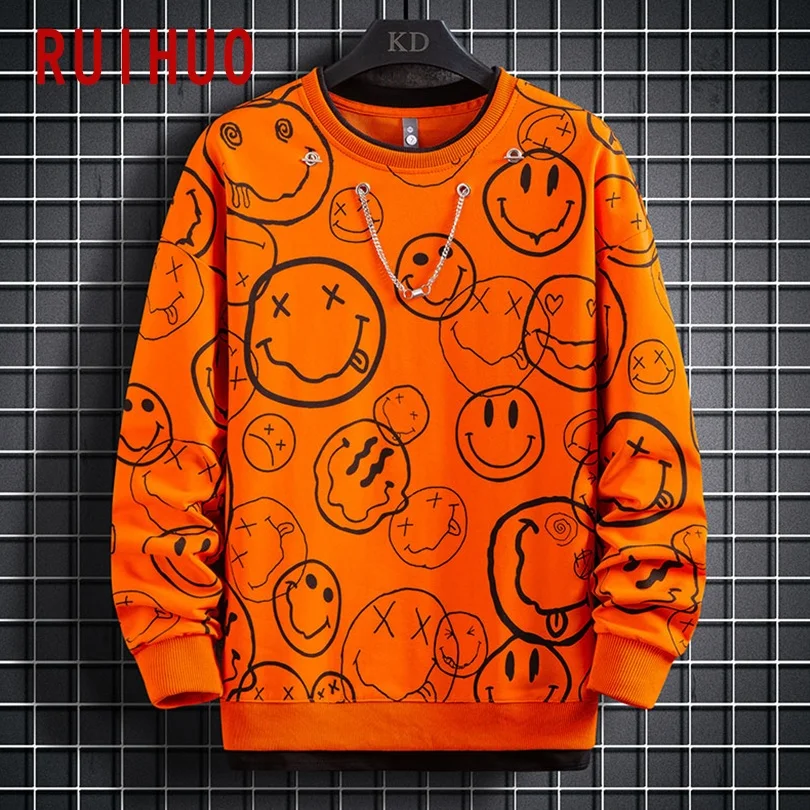 Print Casual Sweatshirts For Men Pullover Harajuku Tops Streetwear Vintage Sweatshirt Men Clothing 3XL 2024 New Arrivals