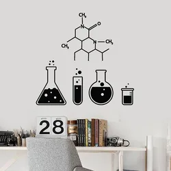 Chemical Formula Wall Decal Science Chemistry Glassware Test Tube Vinyl Stickers School Lab Classroom Interior Decor Mural E693