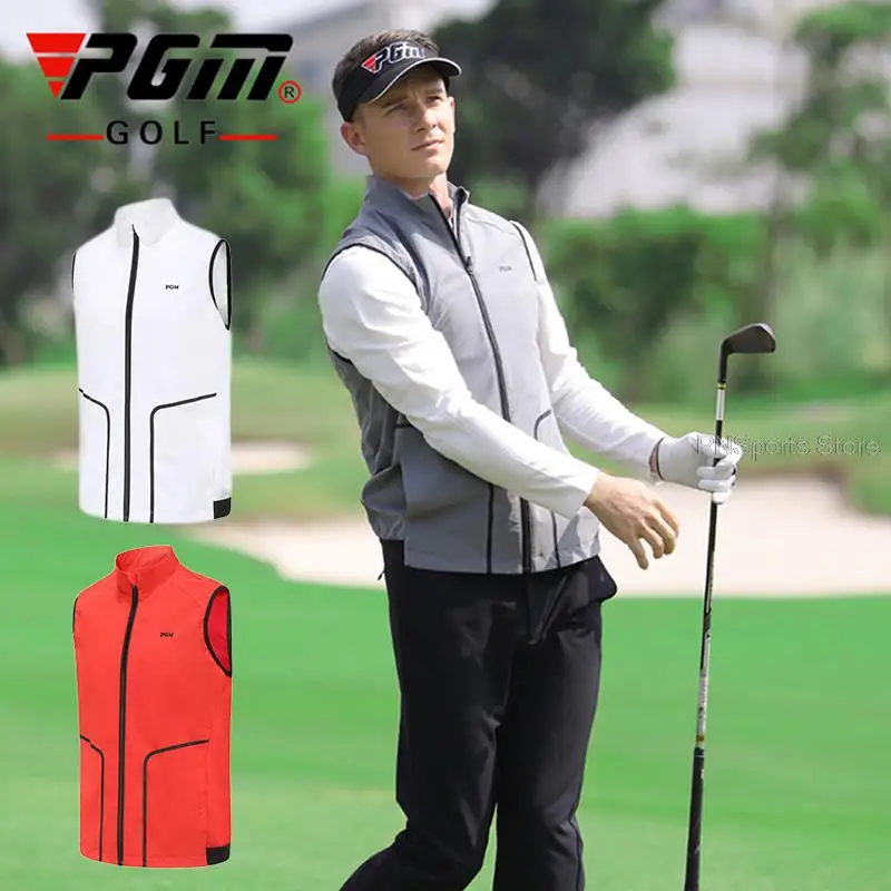 

Pgm Golf Apparel Windproof Men Vest Sleeveless Golf Jacket For Male Autumn Winter Warm Zipper Waistcoat Sports Vest Coat 3 Color