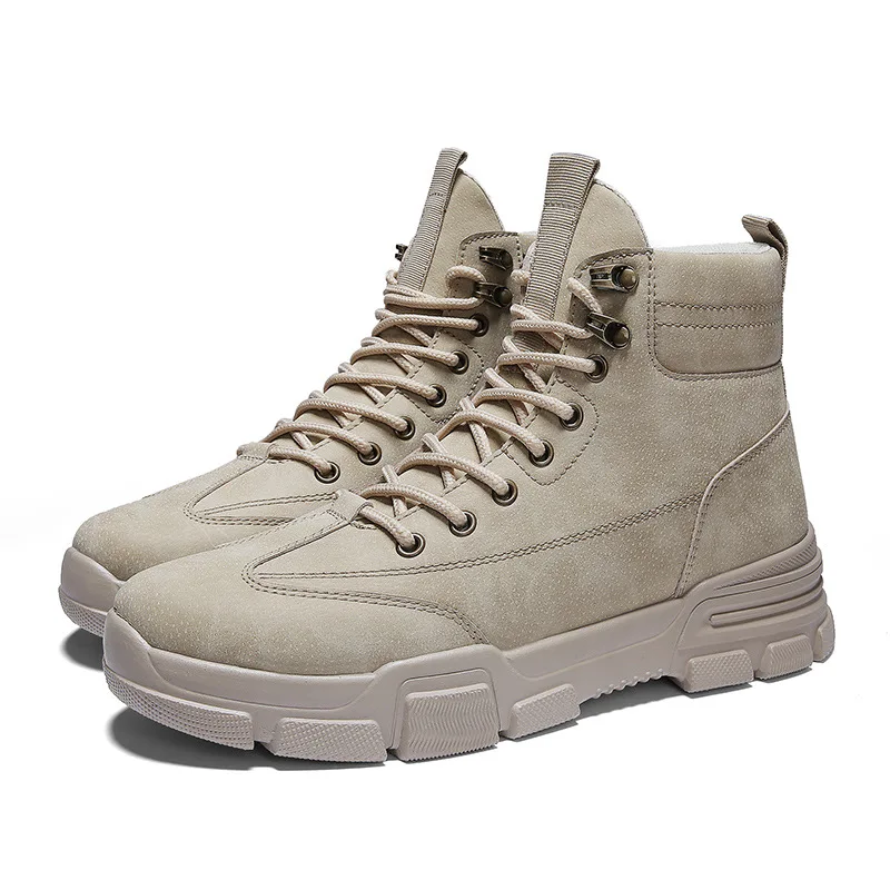 High-top men Boots winter new breathable Ankle Boots Male Lace Up slip Booties desert casual tooling Boots men shoes rrt67