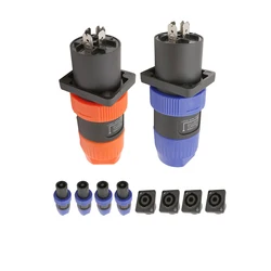 4Pcs NL4FC speakon Cable Crown Amplifier, XRL Audio Speaker Plug Jack Twist Lock 4 Pole Adapter Compatible with Neutrik Speakon