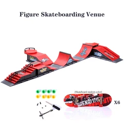 6 In 1 Mini Finger Park Figure Skate Scene Board Venue Combination Toys Skateboarders Ramp Track Toy Set For Boy Birthday Gifts