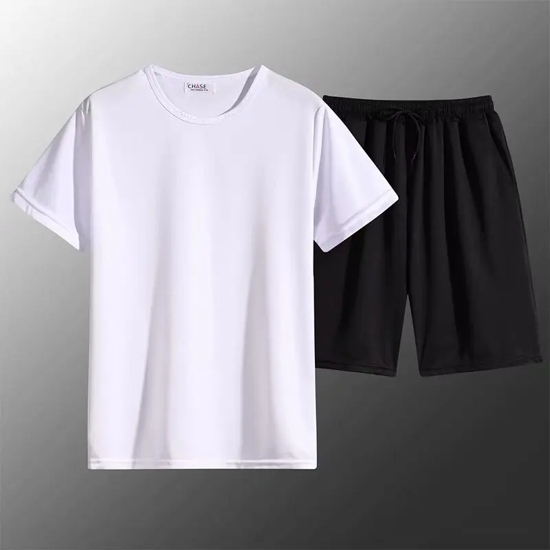 

Summer Men's Sets Harajuku Fashion Solid Color Tracksuit Men Short Sleeve T Shirts+Casual Sports Shorts Men Clothing Tracksuit