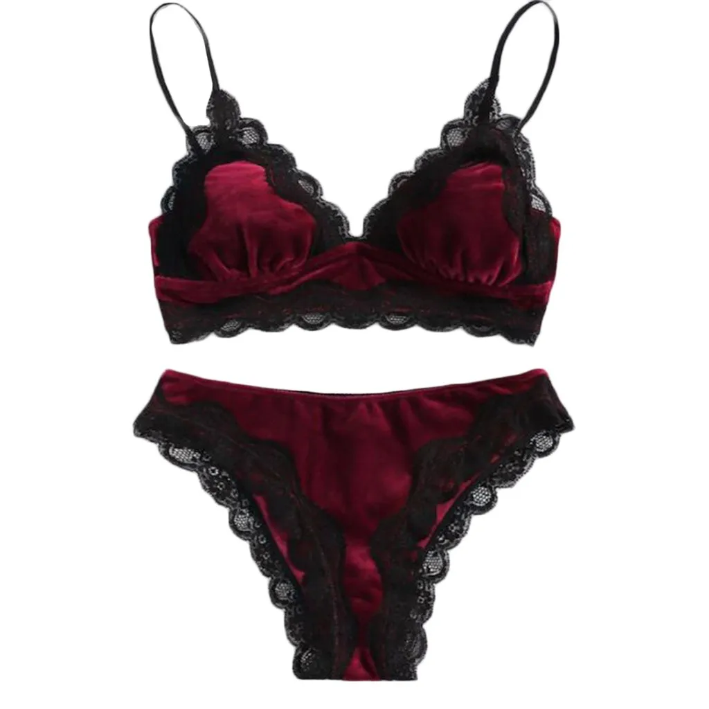 Lingerie Sexy Bra Set Bras 2019 Women Brief Sets Women Sexy Lace Velvet Set Comfortable Sleepwear Bra Underwear Sets *S