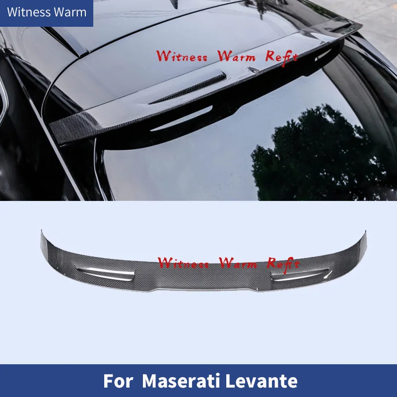 Carbon Fiber/FRP Car Rear Roof Trunk Lip Spoiler Window Wing Lip for Maserati Levante 2016 - 2019 Carbon Top Spoiler