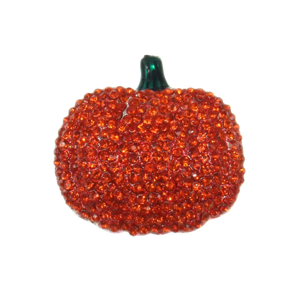 100pcs./lot Crystal Halloween Holiday Brooches Rhinestone Orange Pumpkin Brooch Pin Vegetable Laple Pin