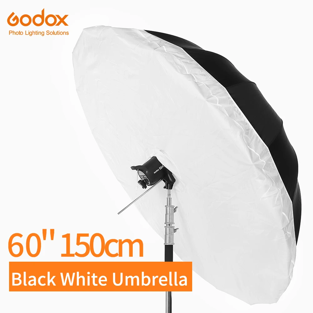 NOIRCERF 60 inch 150cm Black White Reflective Umbrella Studio Lighting Light Umbrella with Large Diffuser Cover