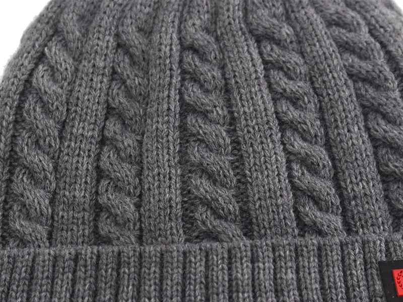 Marke Skullies Mützen Männer Winter Hüte Für Männer Kappe Frauen Winter Gestrickte Hut Männlich Warme Dicke Gorro Motorhaube Pelz Stricken Beanie Hut Kappe – Detail 8
