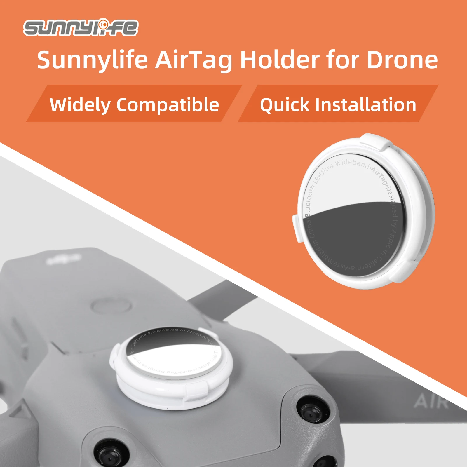 Sunnylife AirTag Holder Mount Drone Anti-lost for DJI FPV/Air 2S/Mini 2/Mavic 2/Phantom 4 Pro/FIMI X8SE/EVO II