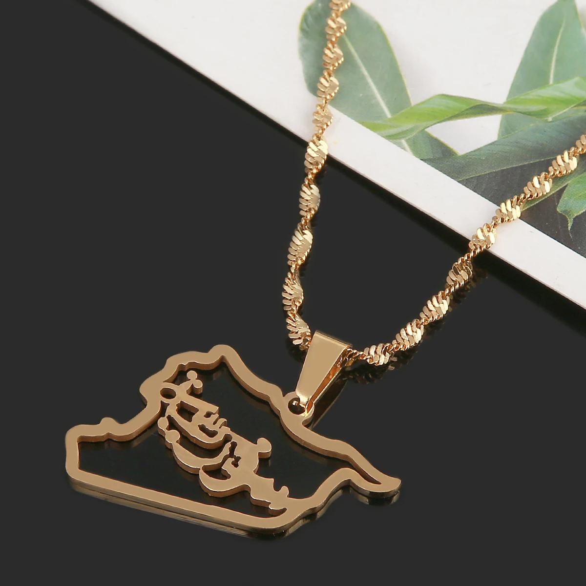 Stainless Steel Gold Color Syria Map Pendant Necklace Trendy Syria Map Outline Chain Jewelry