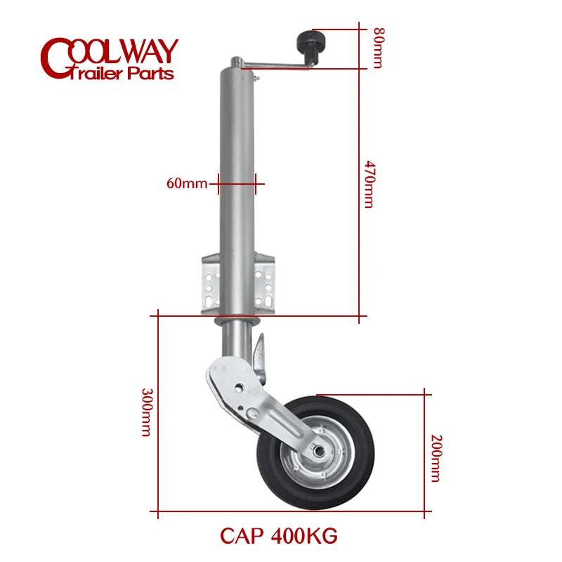 60MM Heavy Duty Folding Jockey Wheel CAP 400KG Trailer Jack Leg Stand RV Parts Camper Caravan Accessories